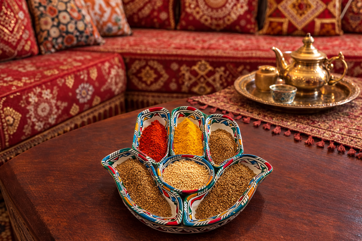 Assiette des épices ou fruits secs traditionnelle en terre cuite faite main