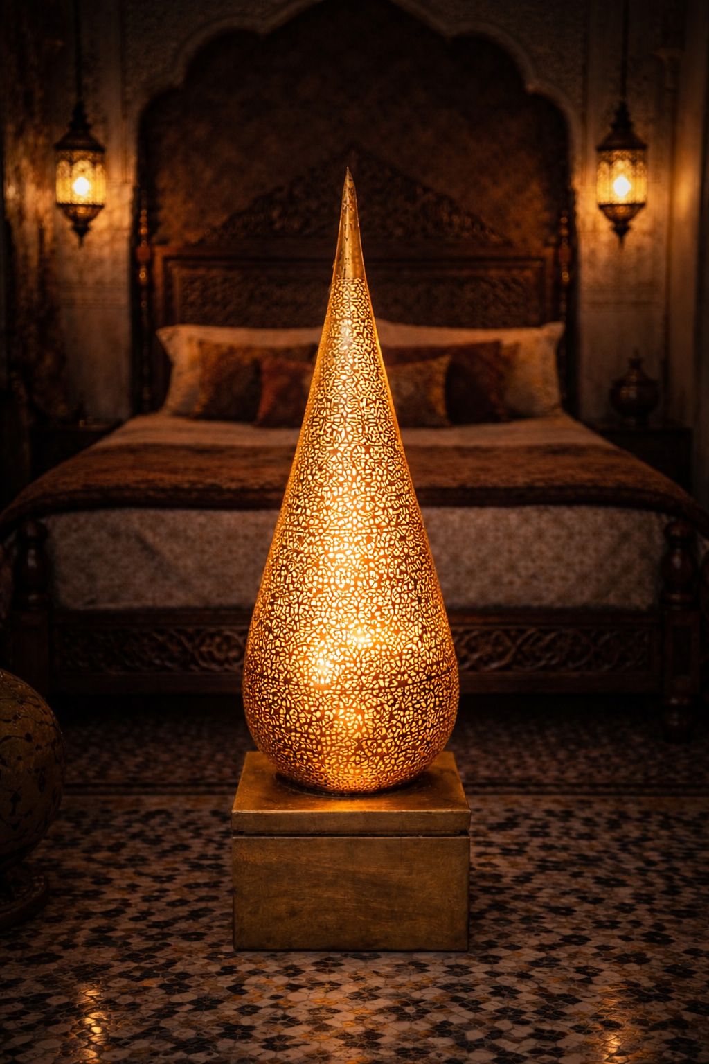 Lantern lampshade with copper support