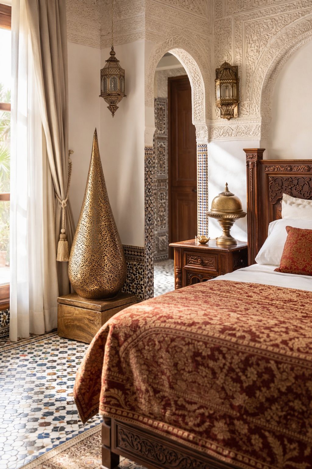 Lantern lampshade with copper support