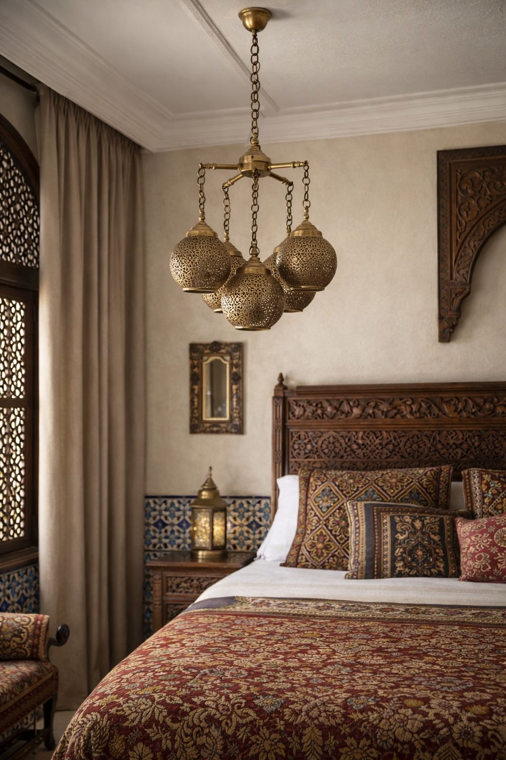 Suspension en cuivre à 5 boules