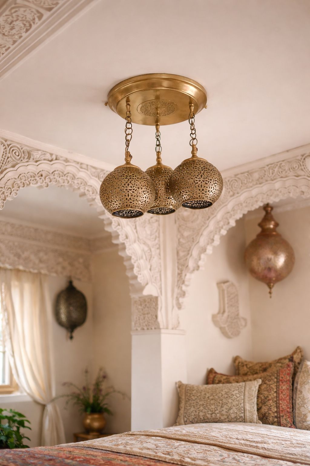 Suspension en cuivre à 3 boules