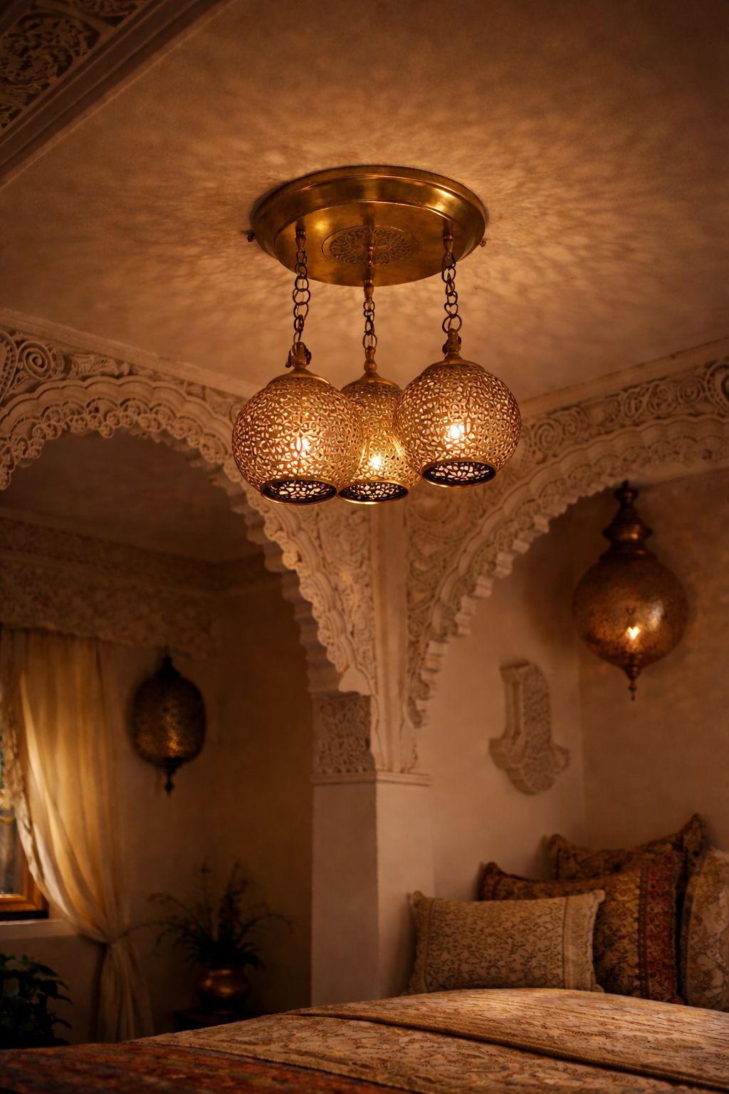 Suspension en cuivre à 3 boules