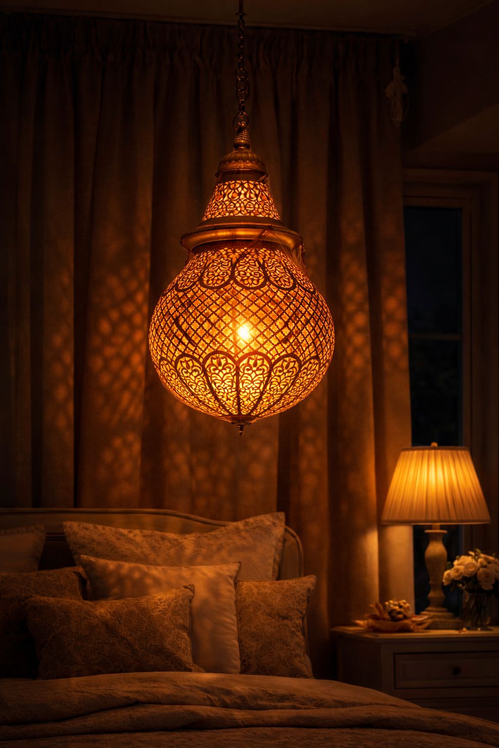 Suspension grande boule en cuivre