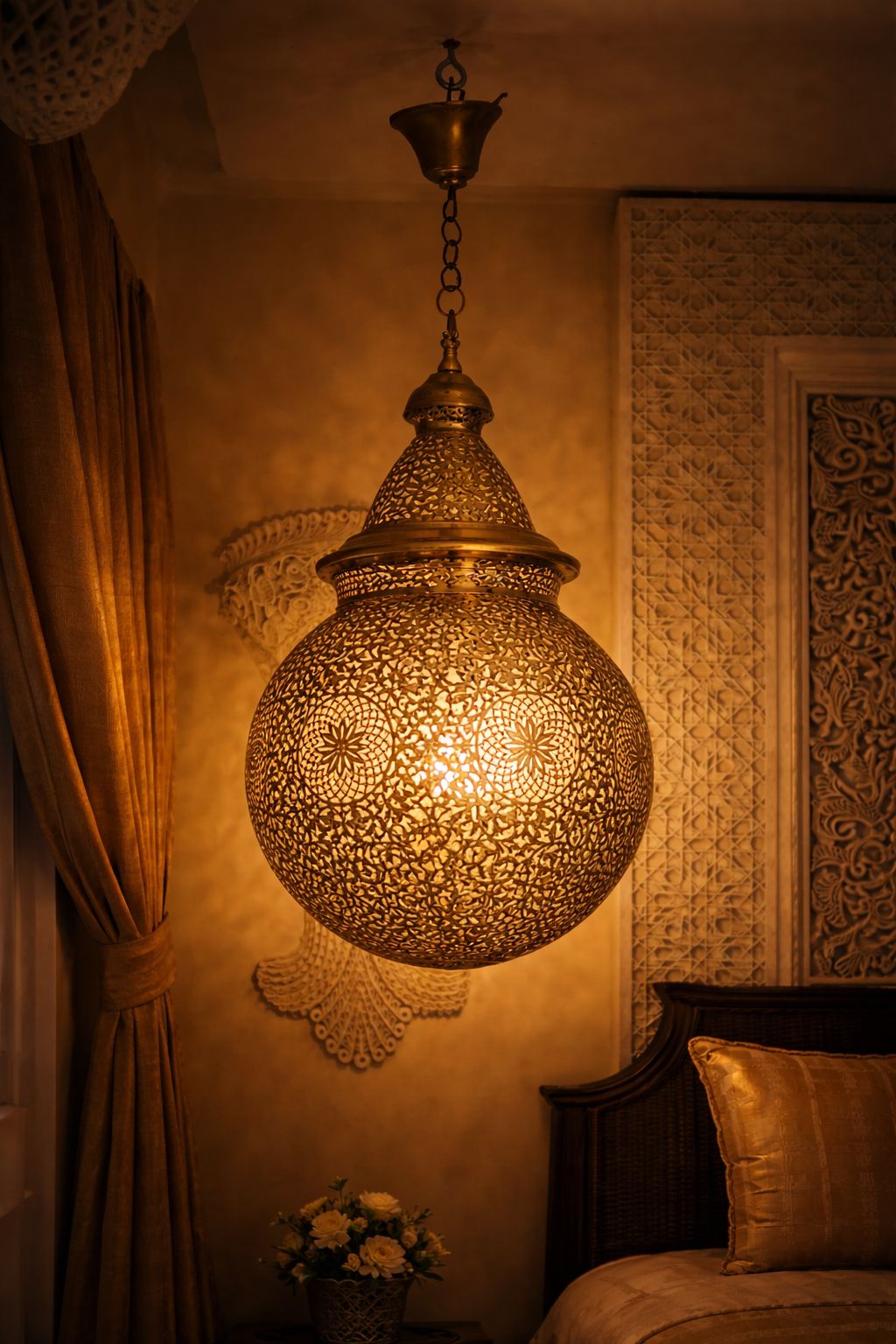 Suspension grande boule en cuivre