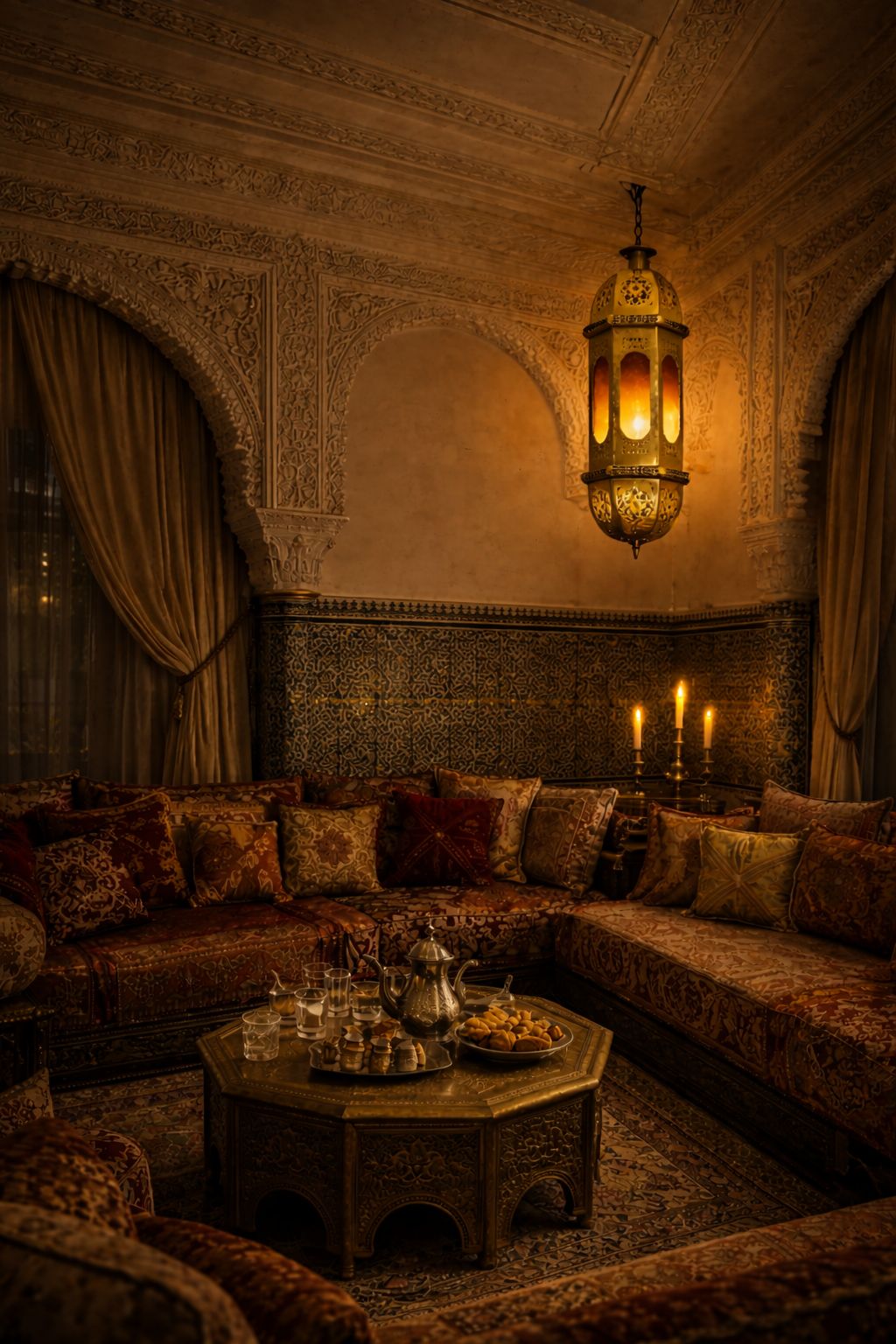 Suspension cylindre en cuivre et verre irakien