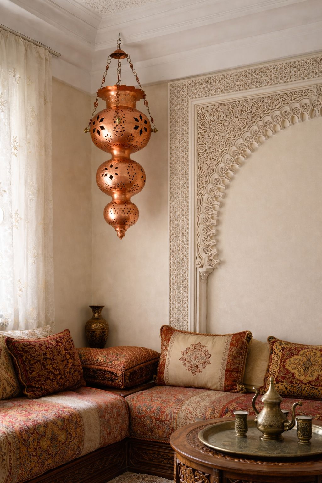 Suspension antique et rare en cuivre rouge