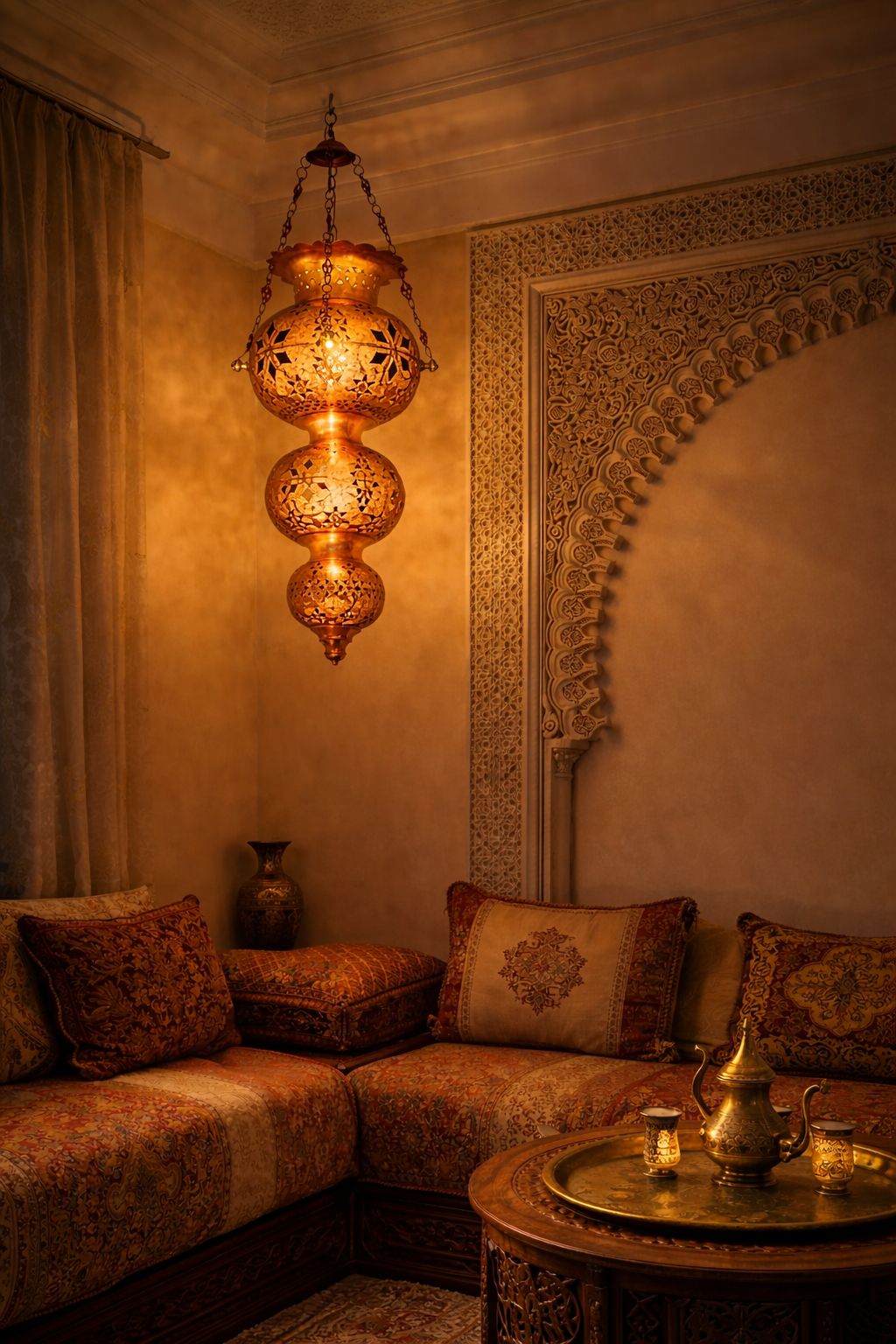 Suspension antique et rare en cuivre rouge