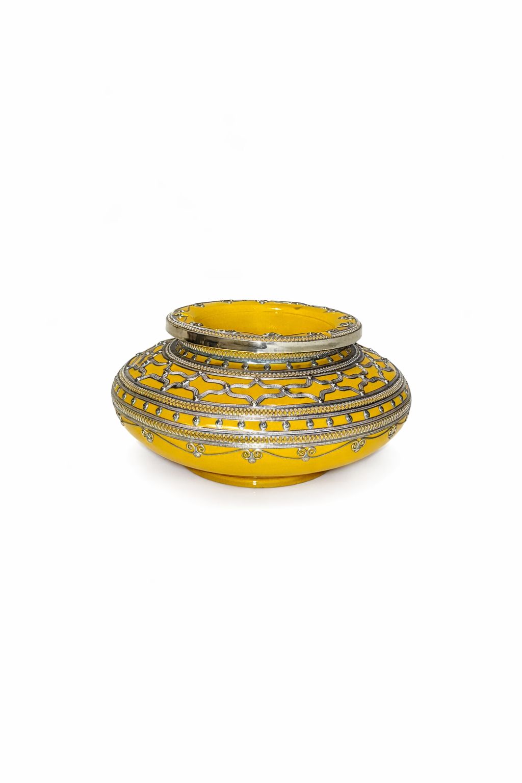 Cendrier décoratif traditionnel marocain en poterie avec fil métallique fait main