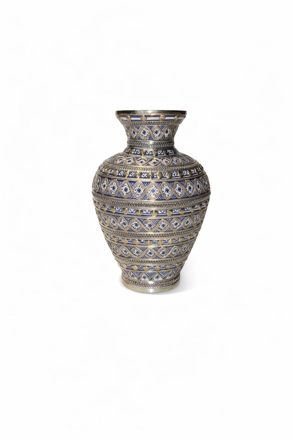 Petit vase traditionnel en poterie avec fil métallique fait main