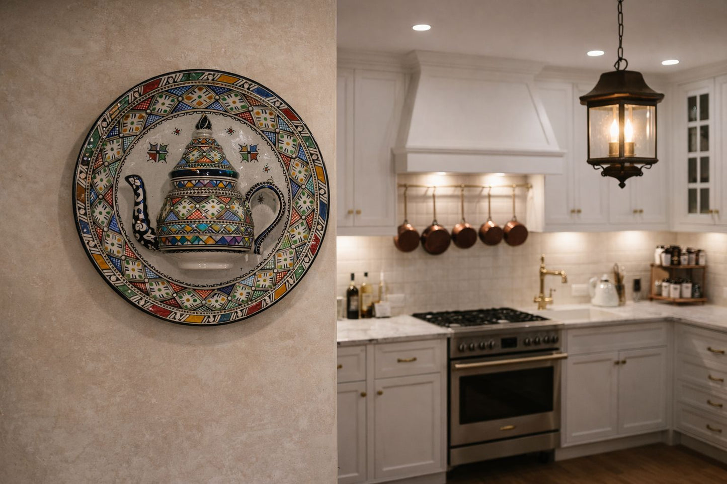 Assiette de lampe traditionnelle en terre cuite faite main