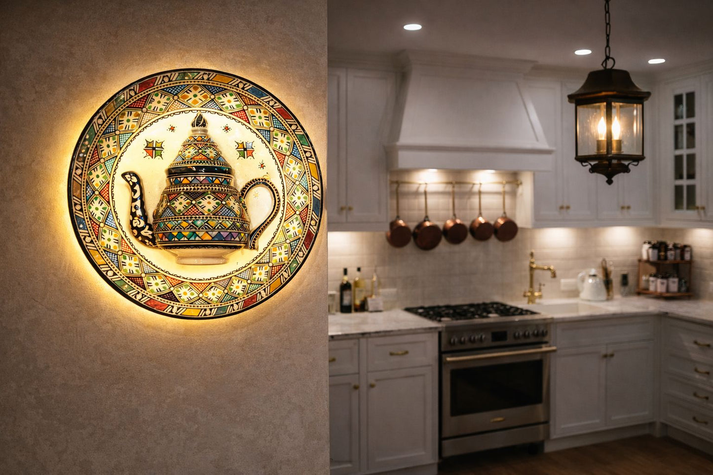 Assiette de lampe traditionnelle en terre cuite faite main