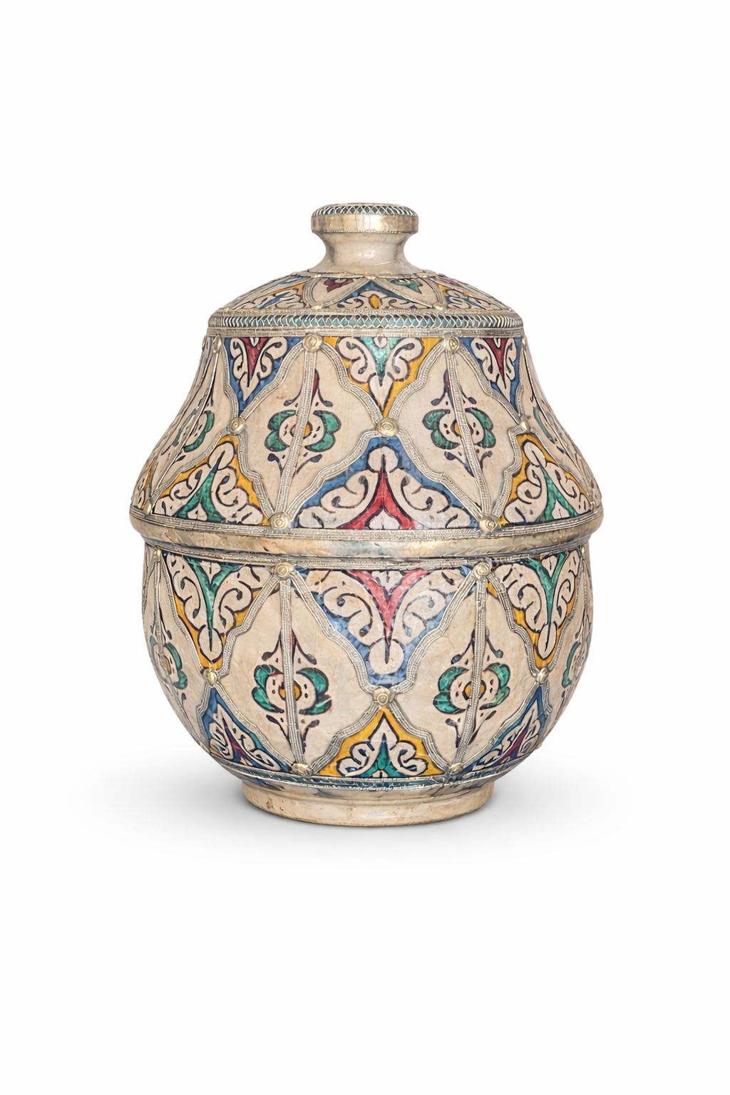 Bol moyen décoratif traditionnel en poterie avec fil métallique fait main