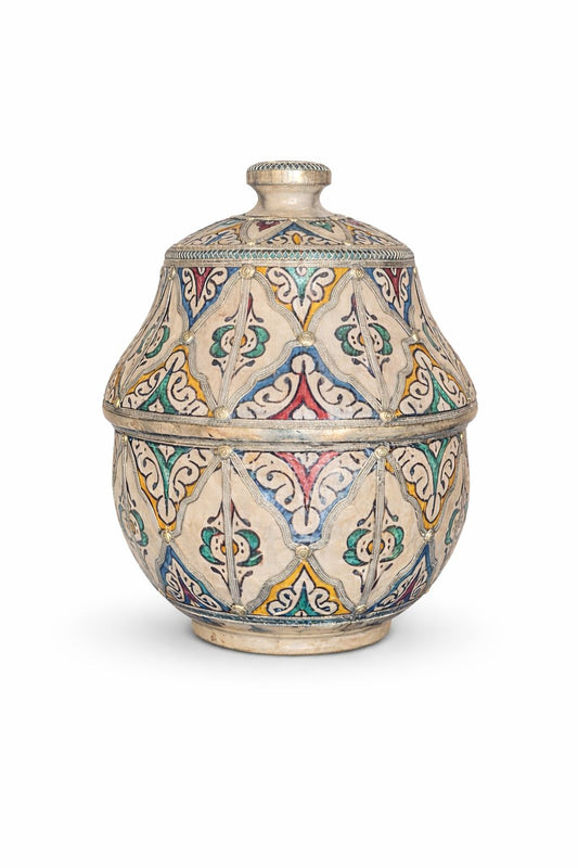 Bol moyen décoratif traditionnel en poterie avec fil métallique fait main