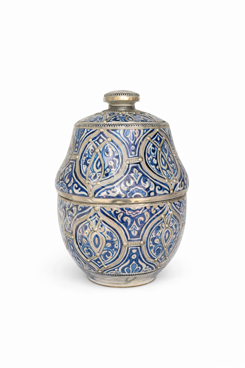 Bol moyen décoratif traditionnel en poterie avec fil métallique fait main