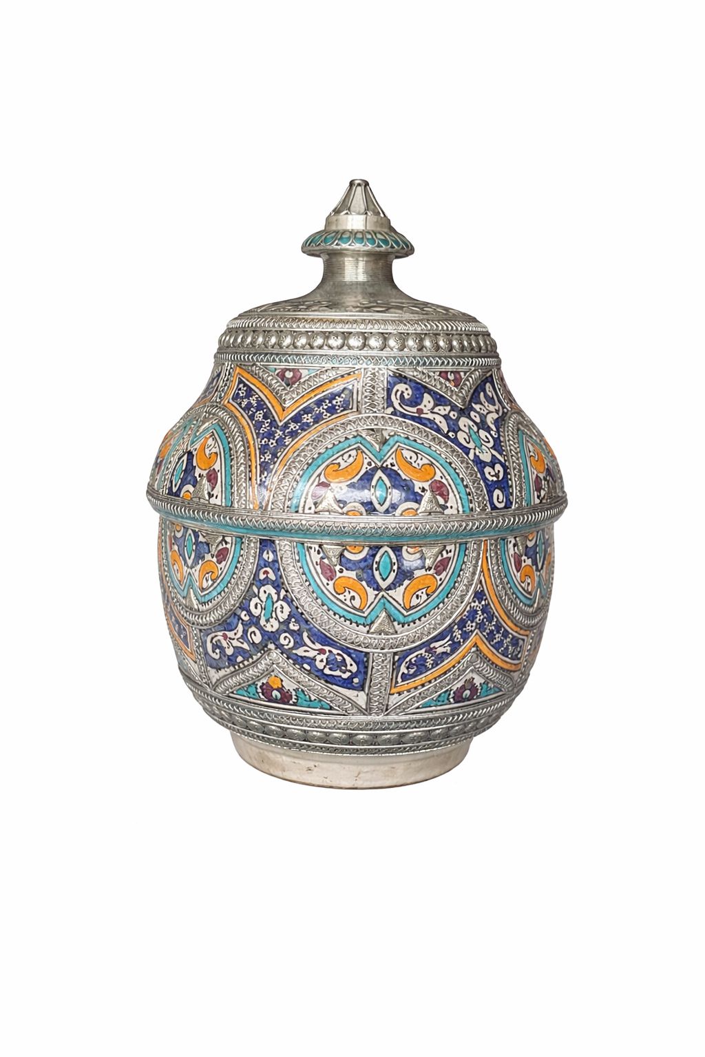 Petit bol décoratif traditionnel en poterie avec fil métallique fait main