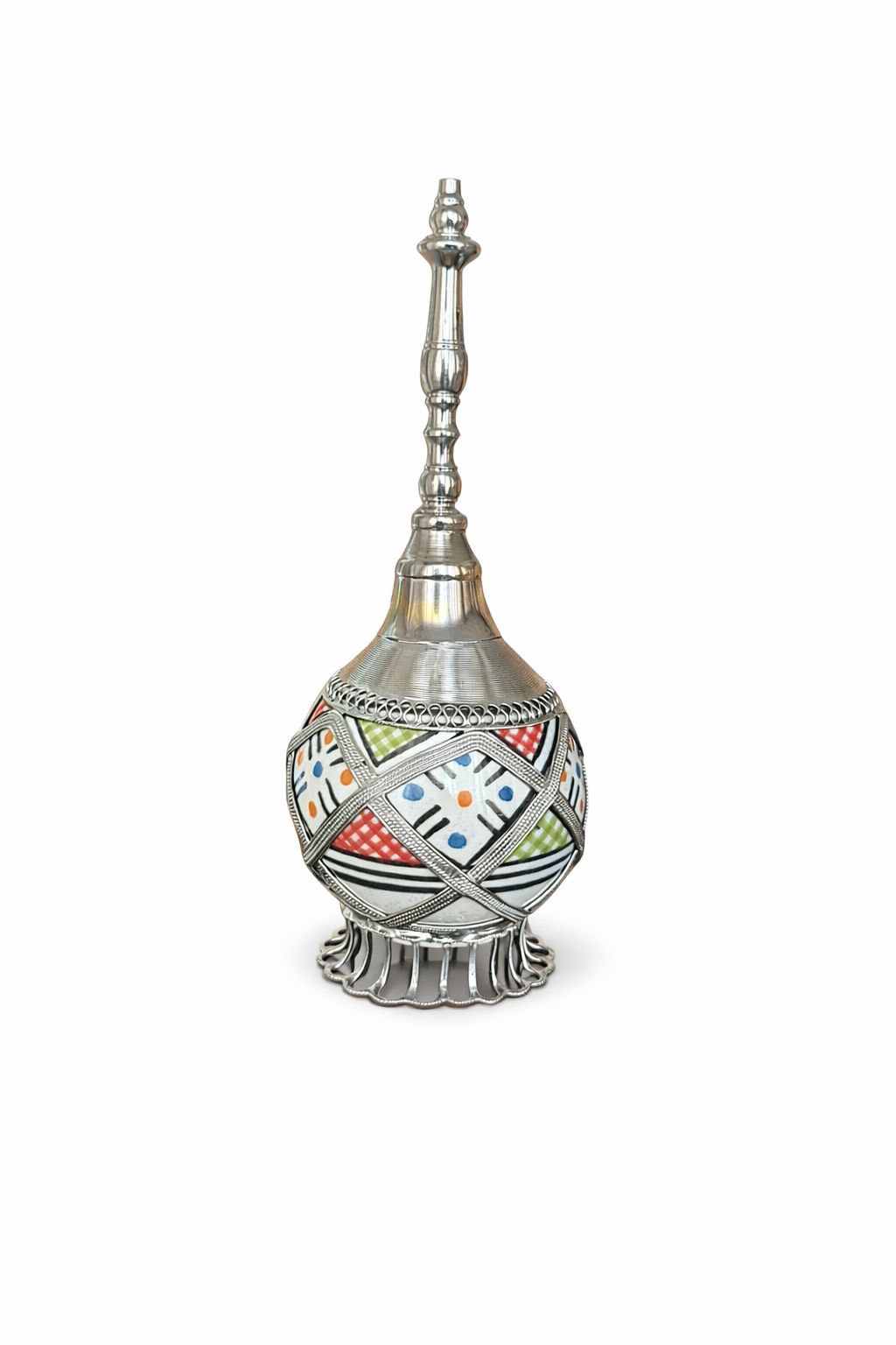 Flacon de parfum traditionnel marocain en poterie avec fil métallique fait main