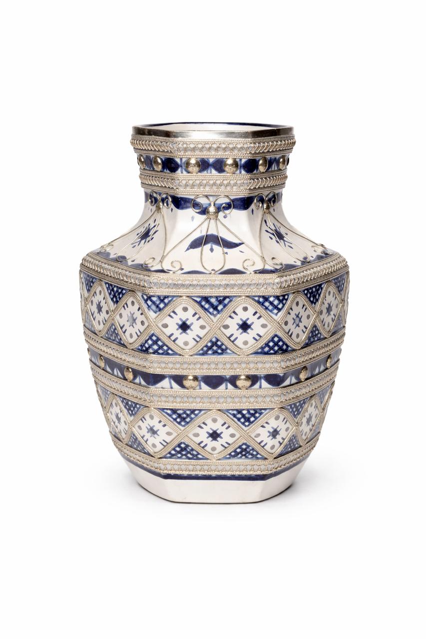 Mini vase traditionnel en poterie avec fil métallique fait main