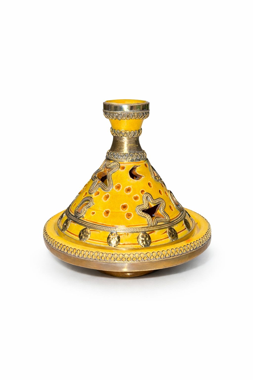 Tajine décoratif pour épices en terre cuite avec fil métallique fait main