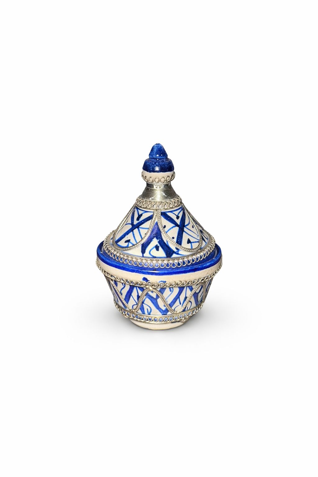Tajine pour épices traditionnel en terre cuite avec fil métallique fait main