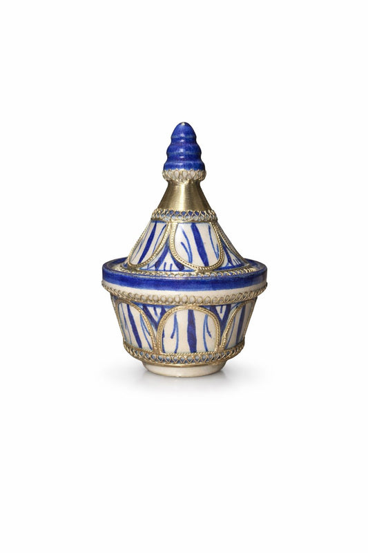 Tajine pour épices traditionnel en terre cuite avec fil métallique fait main