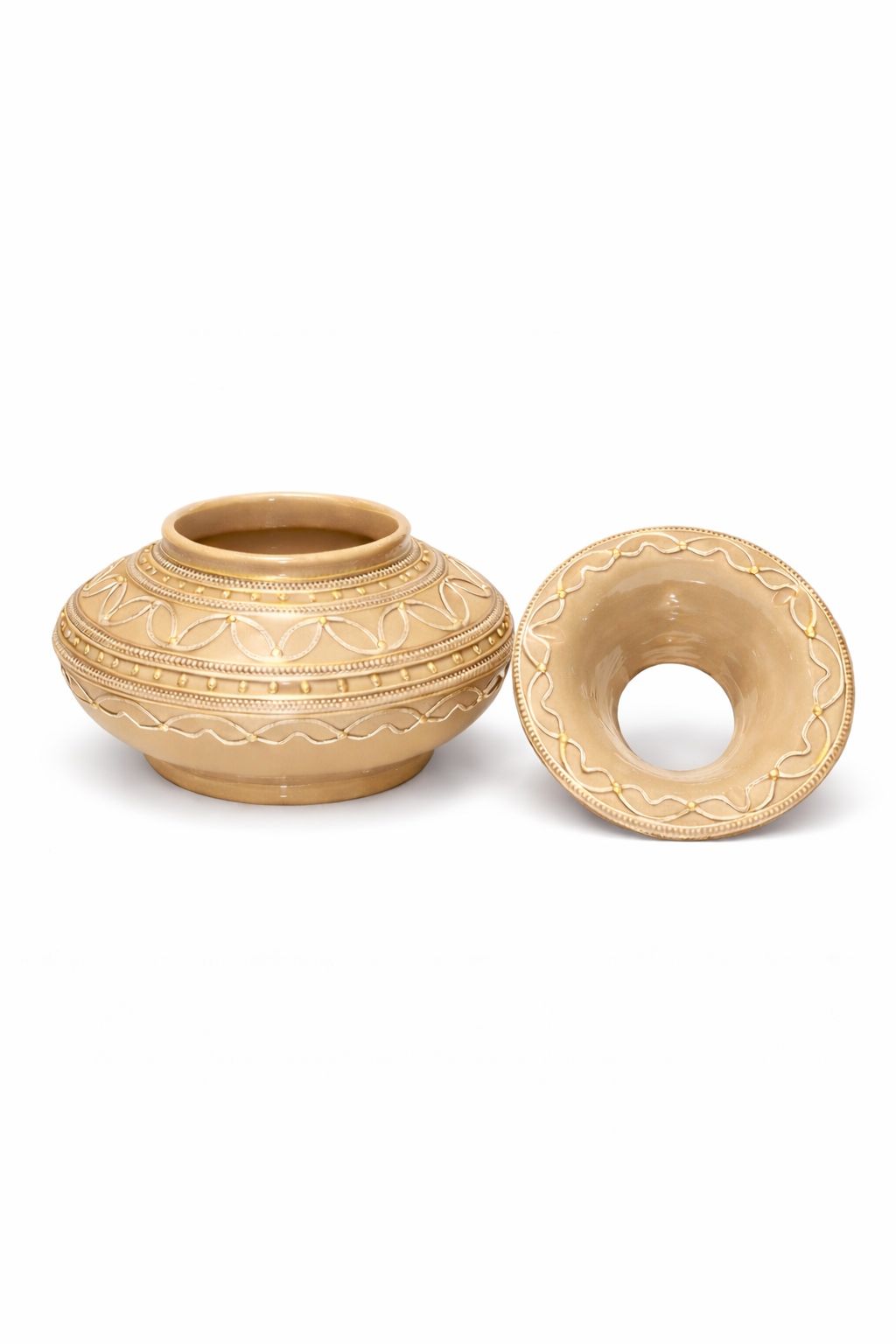 Cendrier décoratif traditionnel marocain en poterie avec fil métallique fait main