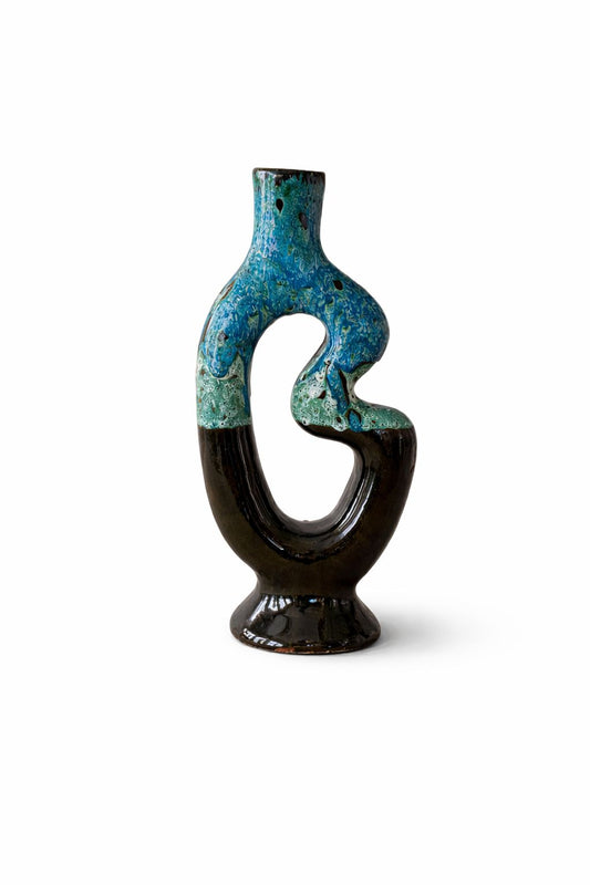 Bouteille décorative en terre cuite faite main