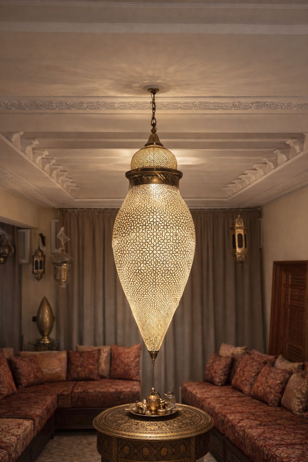 Lustre amande en cuivre