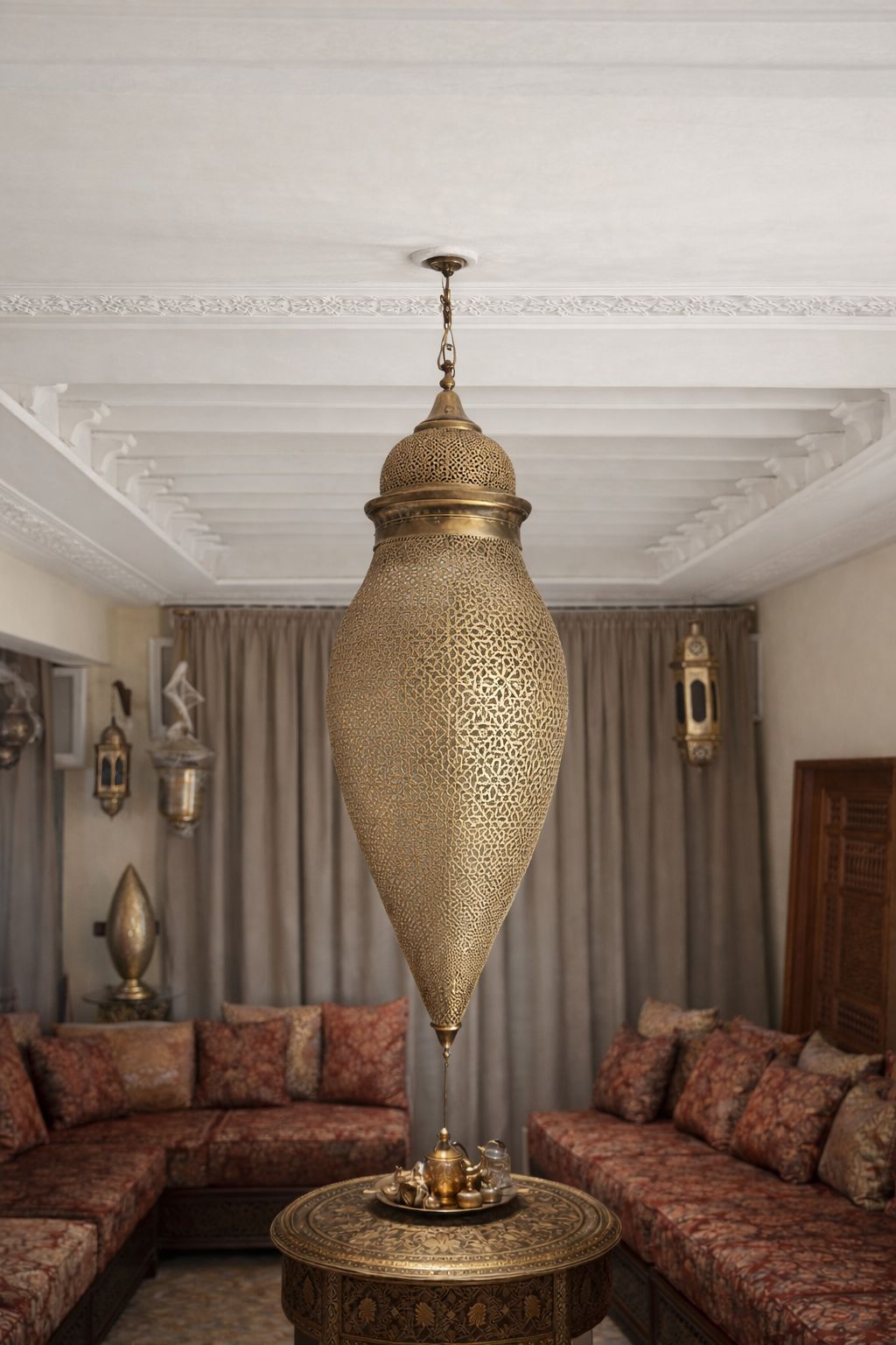 Lustre amande en cuivre