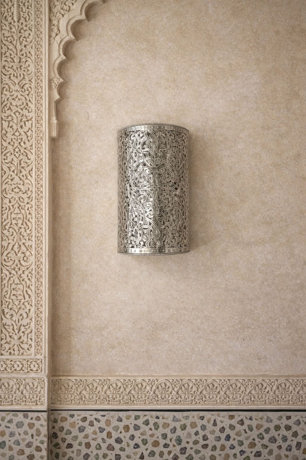 Applique murale cylindre en cuivre argenté