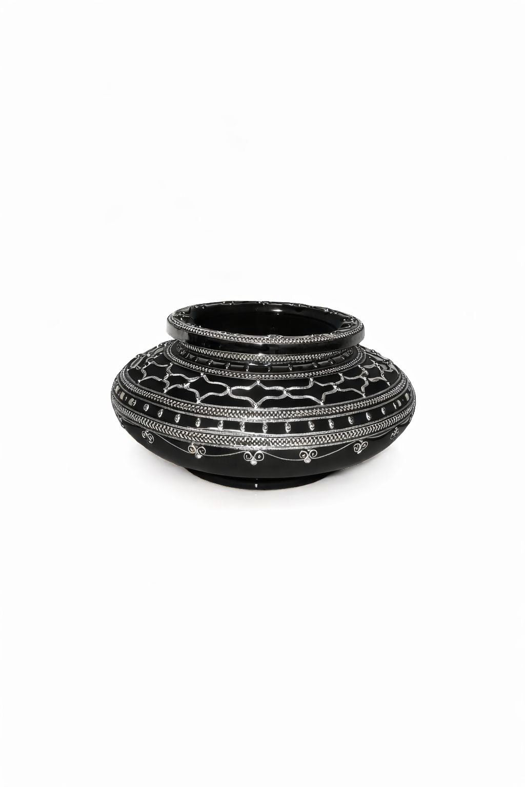 Cendrier décoratif traditionnel marocain en poterie avec fil métallique fait main